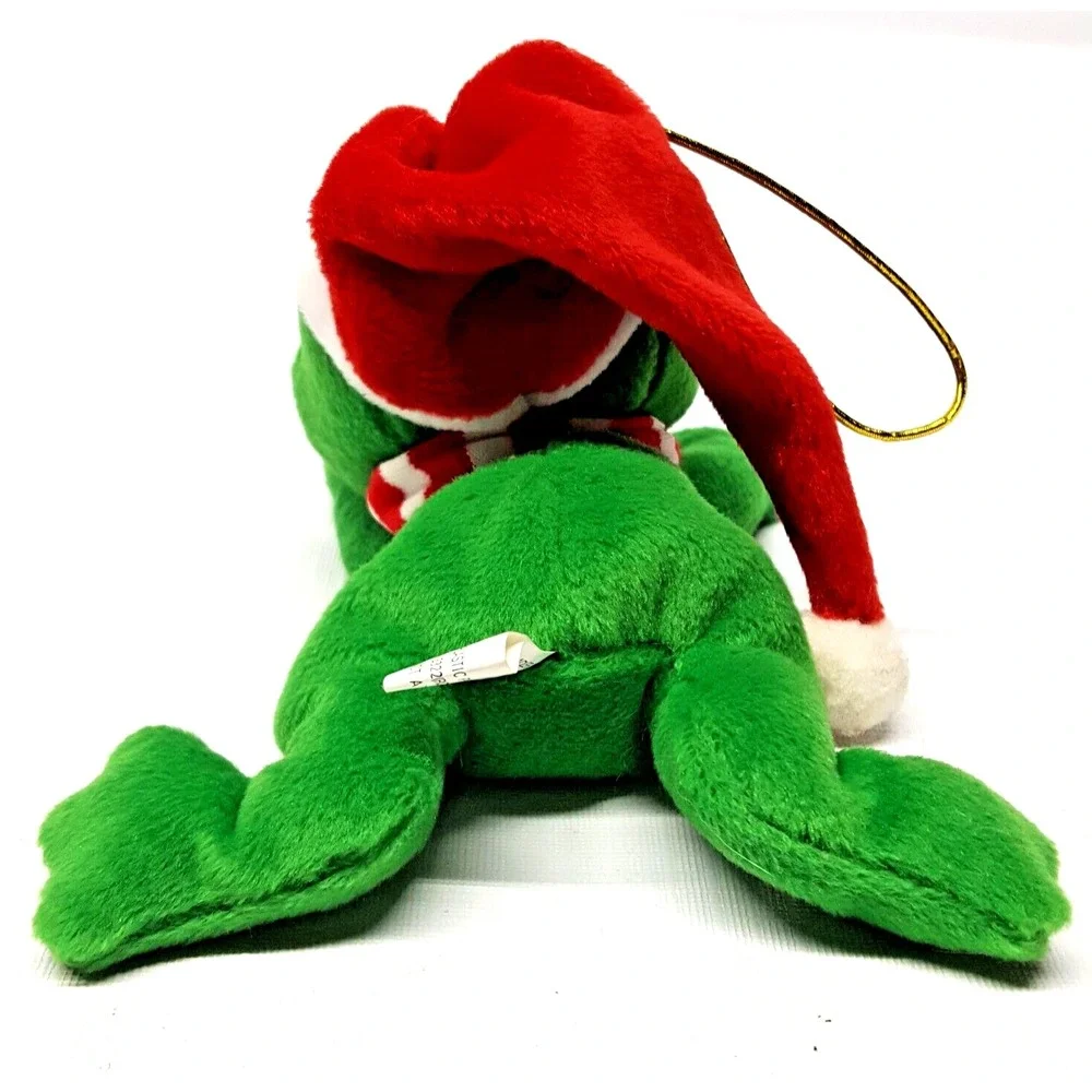 Christmas Plush Frog In Santa Hat & Scarf 7